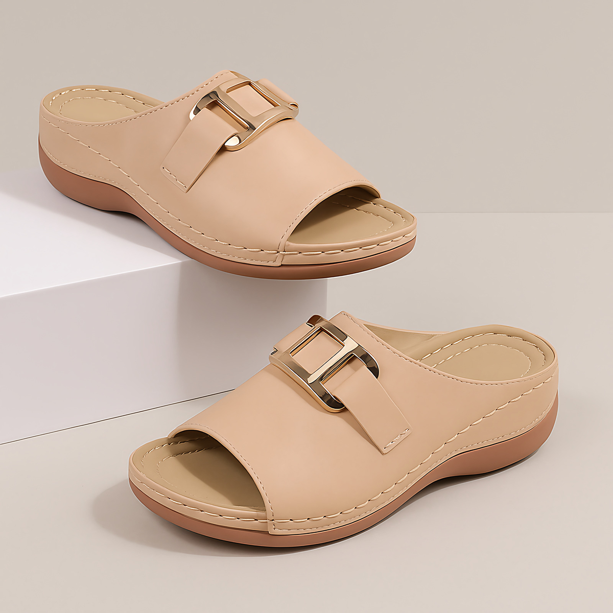 Sandales d'été femme ouvertes à petit talon compensé, rose