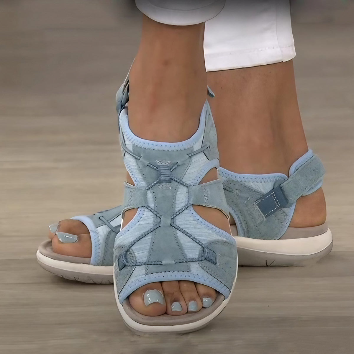 Sandales orthopédiques femme à brides réglables, semelle avec gel, bleu