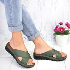Sandales orthopédiques femme, semelle épaisse à mémoire de forme, vert