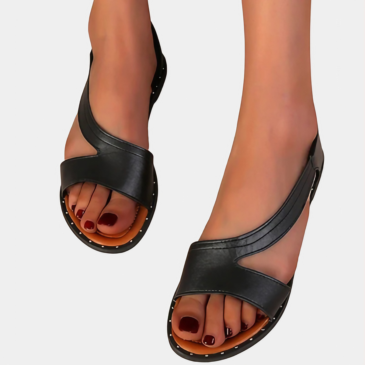 Sandales femme au style minimaliste, blanc ou noir, du 36 au 42, noir