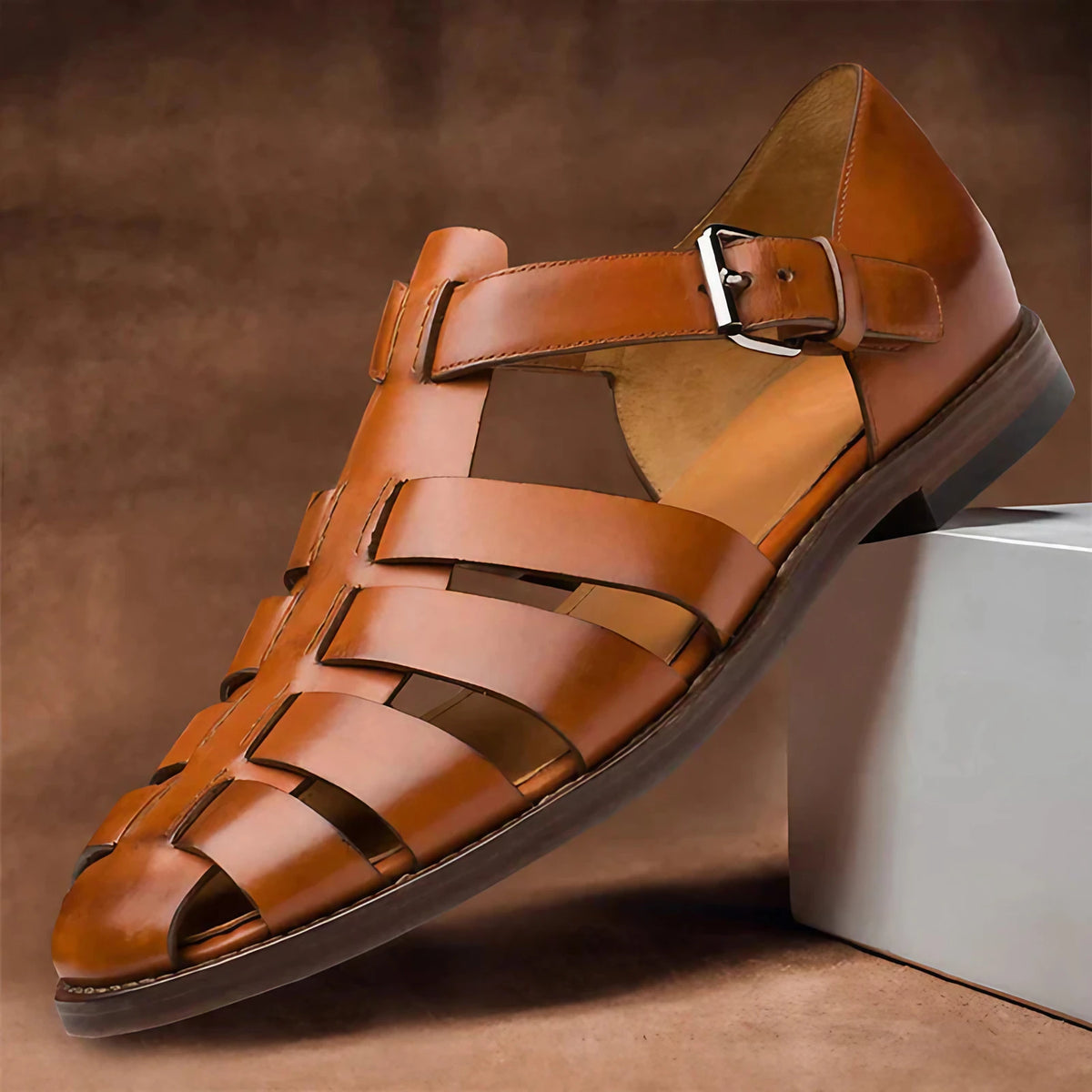 Sandales romaines à lanières croisées, cinq coloris, du 38 au 48, brun marron