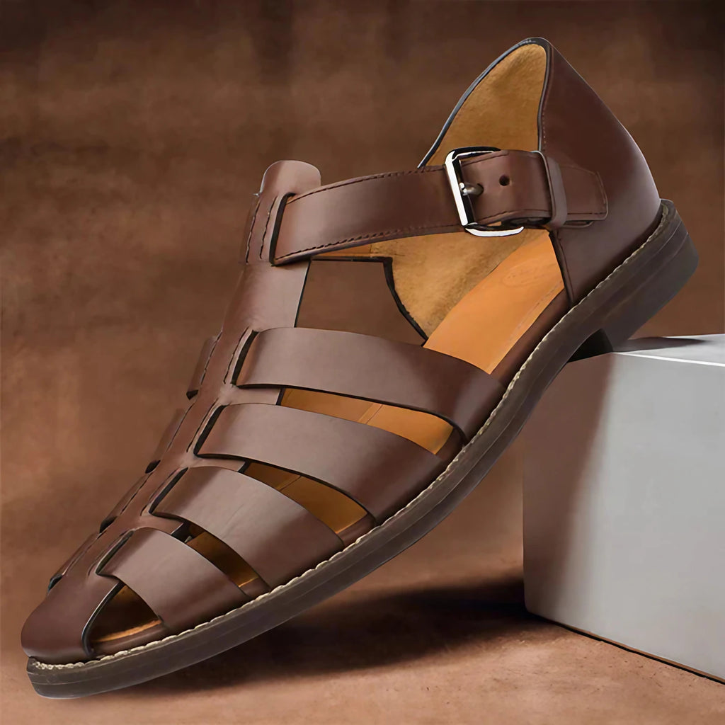 Sandales romaines à lanières croisées, cinq coloris, du 38 au 48, marron