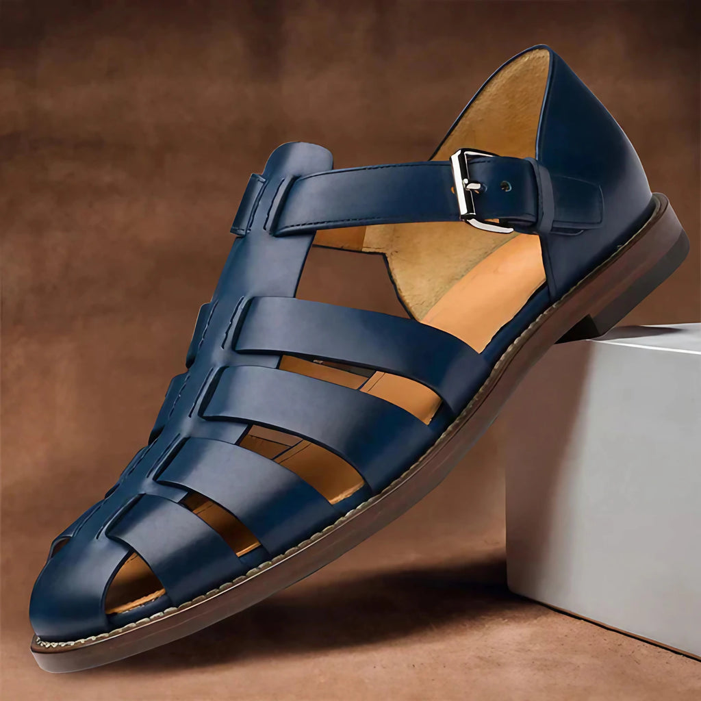 Sandales romaines à lanières croisées, cinq coloris, du 38 au 48, bleu foncé