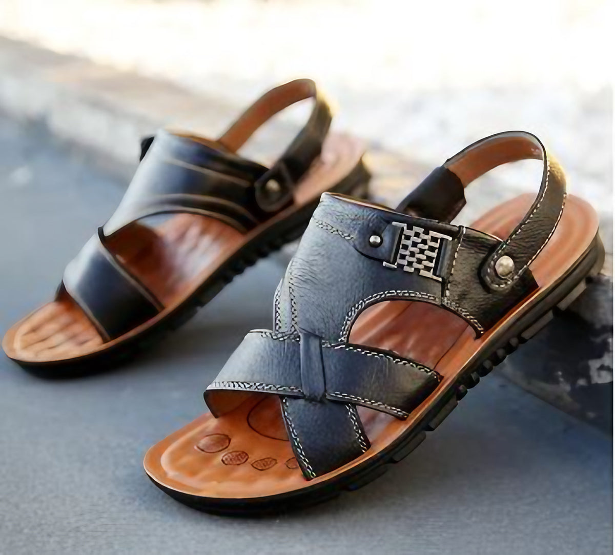 Sandales orthopédiques homme à lanières réglables, du 38 au 48, noir