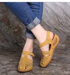 Sandales rétro femme à brides et boucle, cinq coloris, jaune