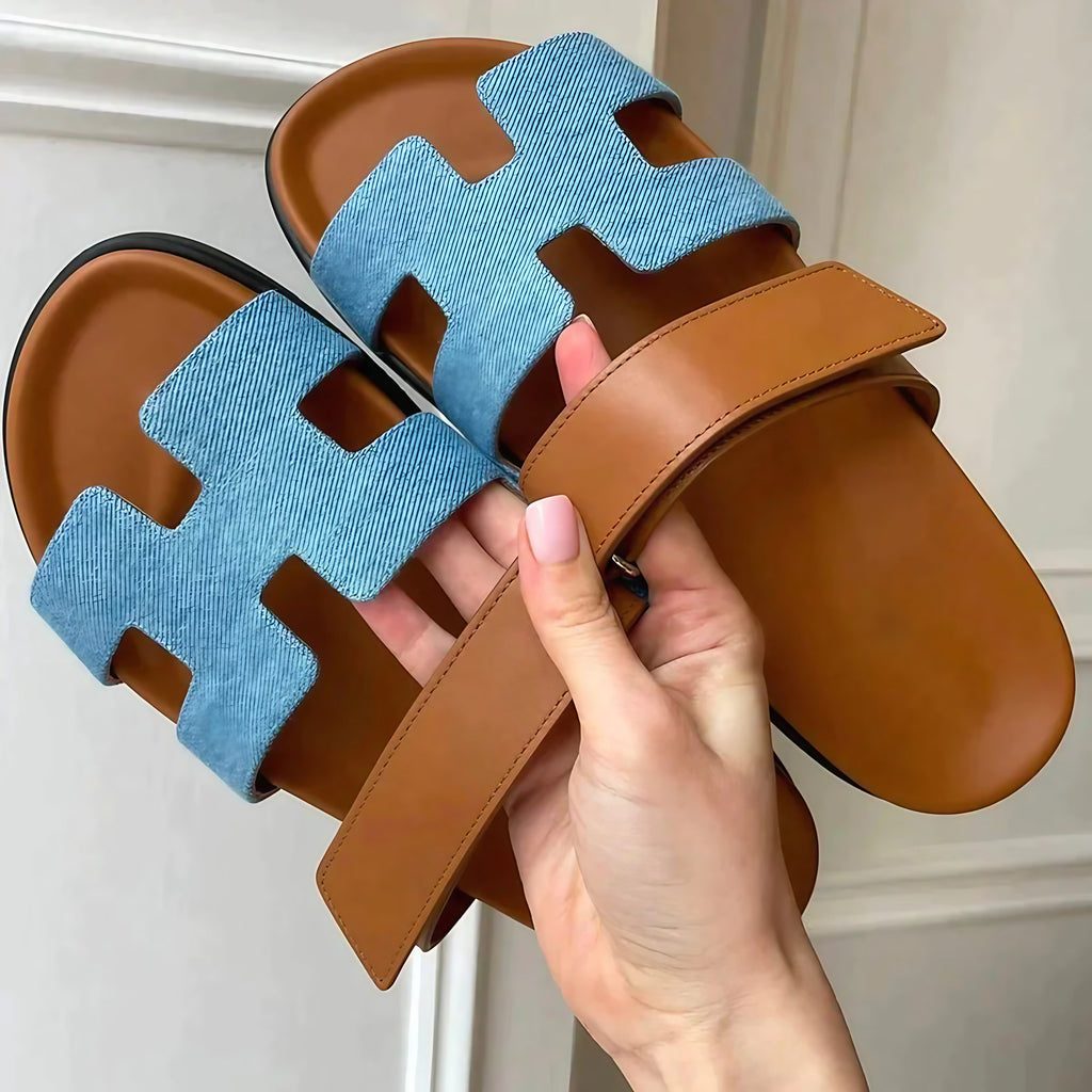 Sandales femme à brides ajustables, semelle matelassée, six coloris, bleu