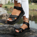 Sandales orthopédiques d'été femme, semelle intérieure souple, noir