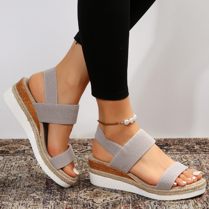 Sandales à plateau femme à brides, cinq coloris, du 35 au 43, gris