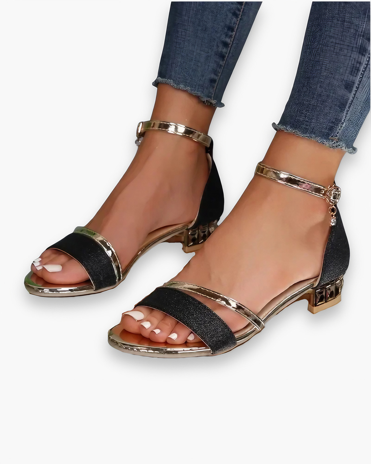 Sandales à talon femme, lanières réglables, quatre coloris, noir