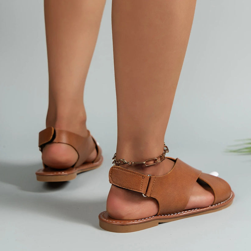 Sandales femme épurées, semelle antidérapante, noir ou marron