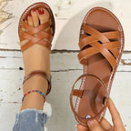 Sandales orthopédiques femme à brides croisées, coloris marron, marron