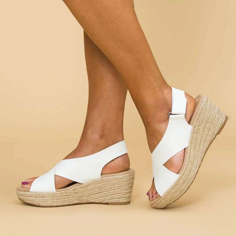 Sandales ergonomiques femme à lanières réglables, 35 au 43, blanc