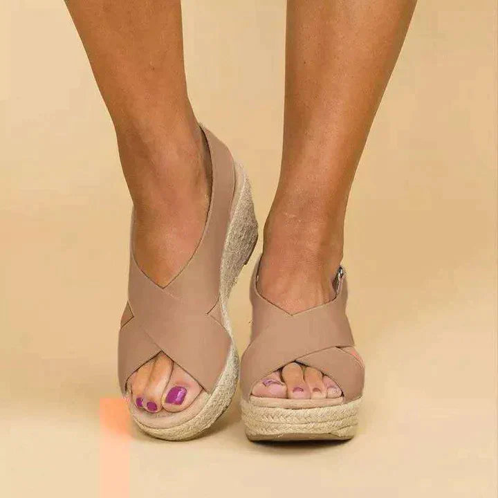 Sandales ergonomiques femme à lanières réglables, 35 au 43, beige