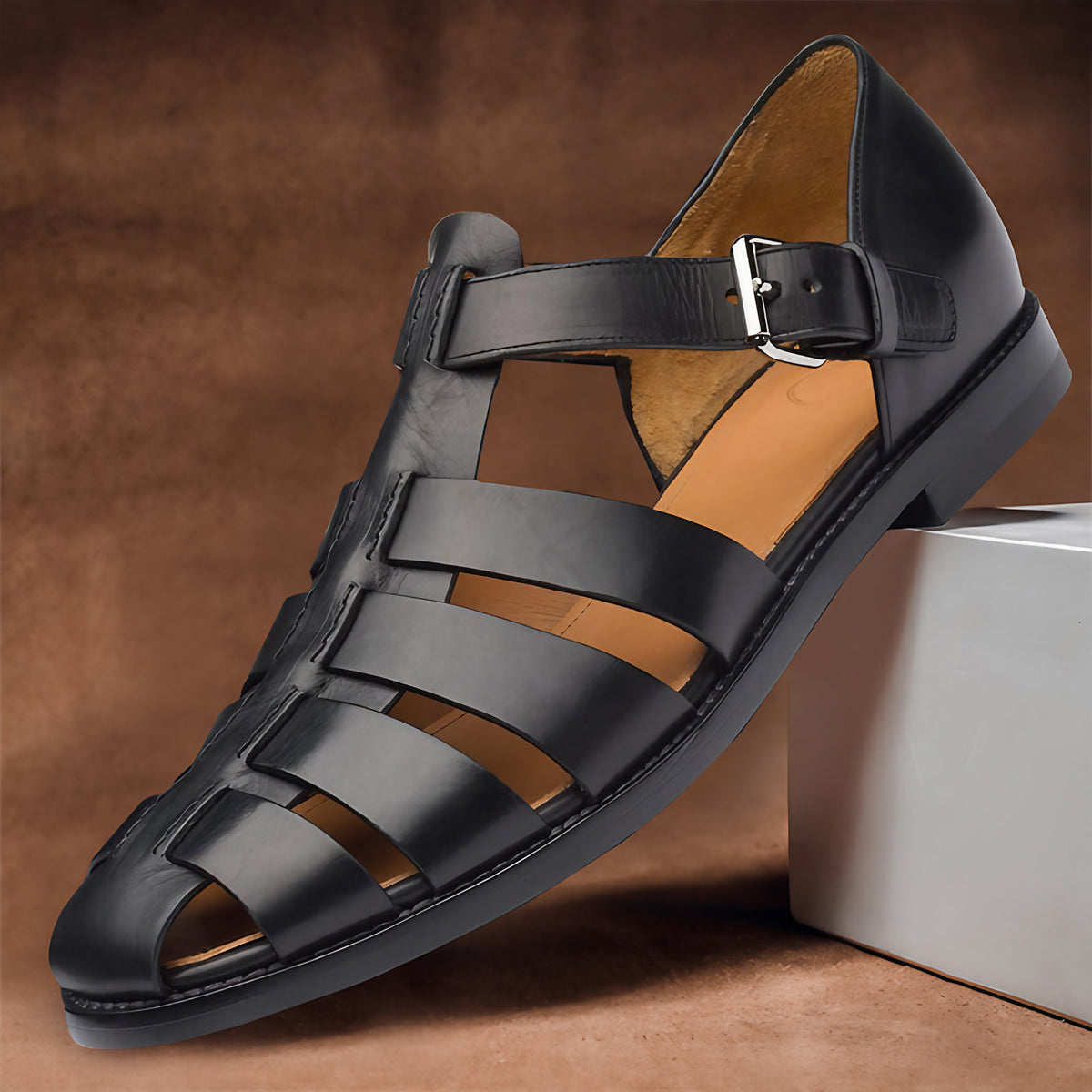 Sandales homme à lanières multiples, cinq coloris, du 38 au 48, noir