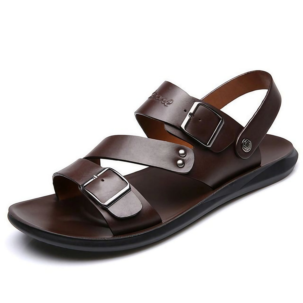 Sandales homme à semelle matelassée et boucles réglables, marron