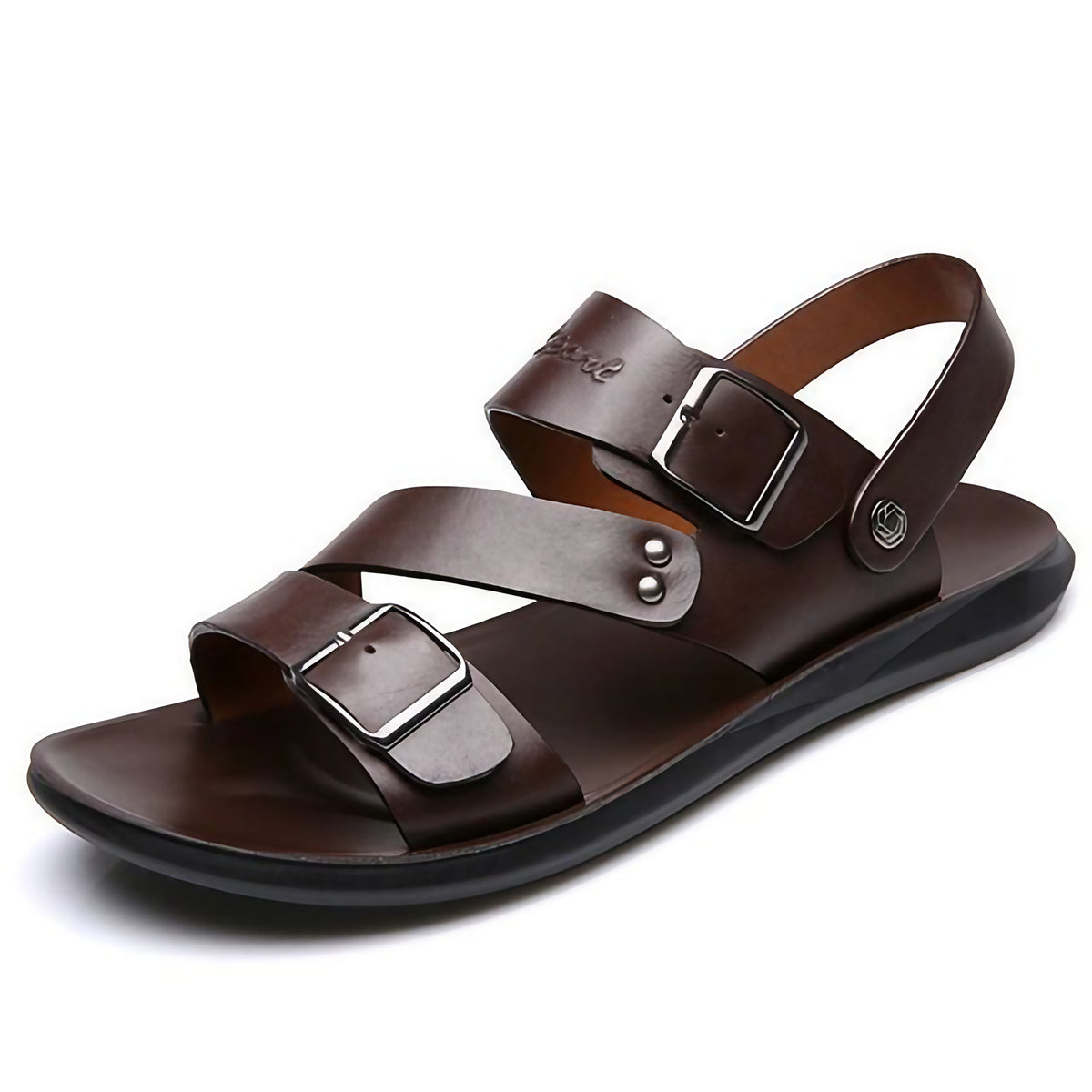 Sandales homme à semelle matelassée et boucles réglables, marron
