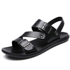 Sandales homme à semelle matelassée et boucles réglables, noir