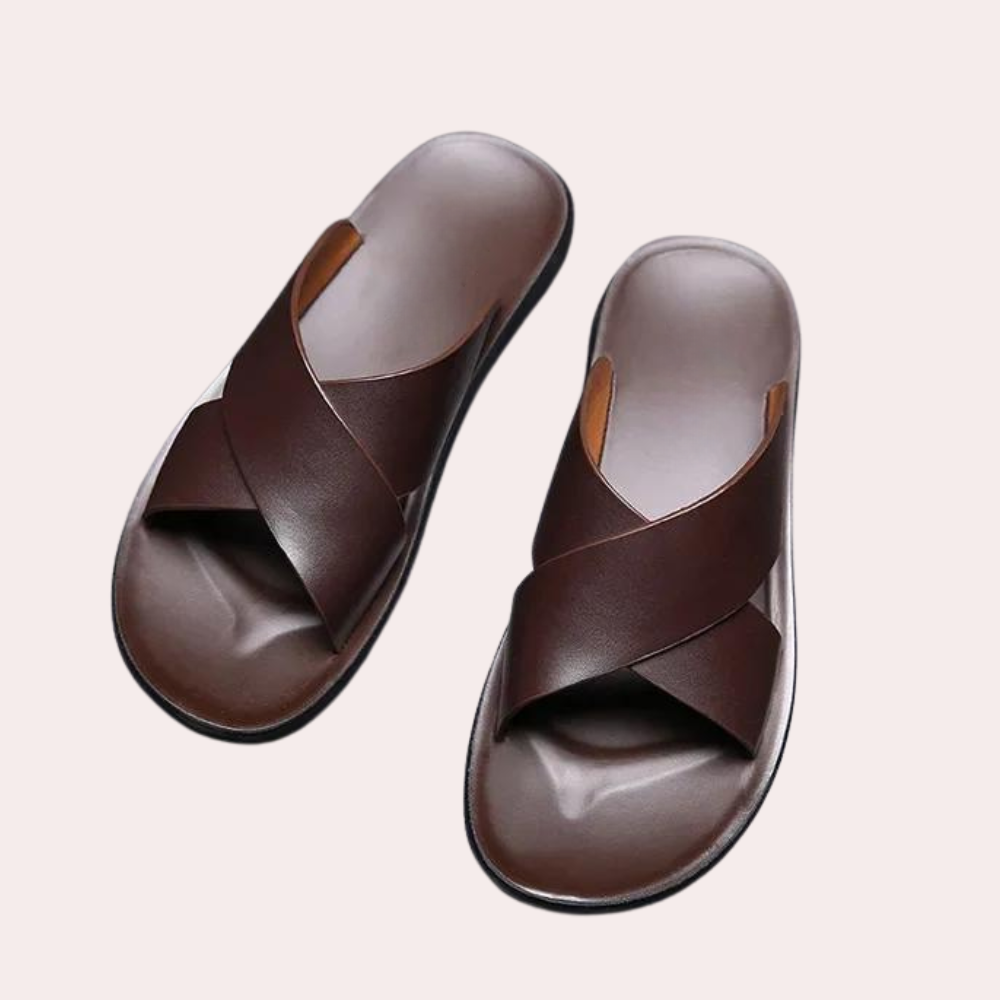 Sandales homme d'été à bout ouvert, semelle antidérapante, marron