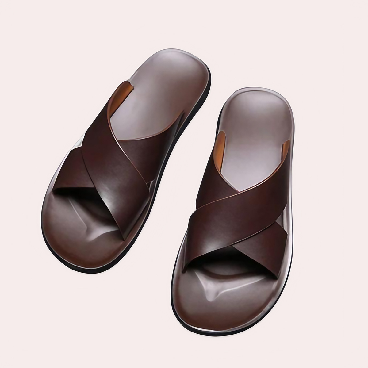 Sandales homme d'été à bout ouvert, semelle antidérapante, marron