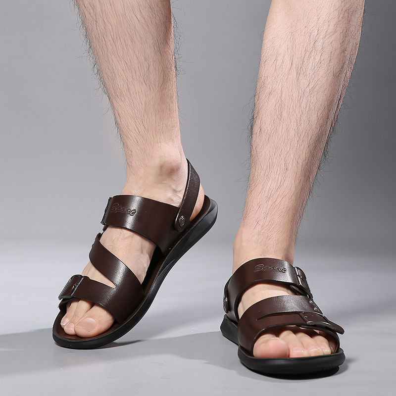 Sandales homme à boucle réglable, marron ou noir