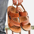 Sandales orthopédiques homme à brides réglables, trois coloris, marron clair