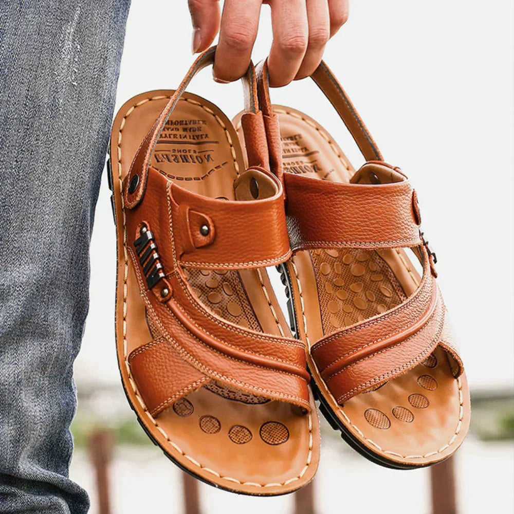 Sandales orthopédiques homme à brides réglables, trois coloris, marron clair
