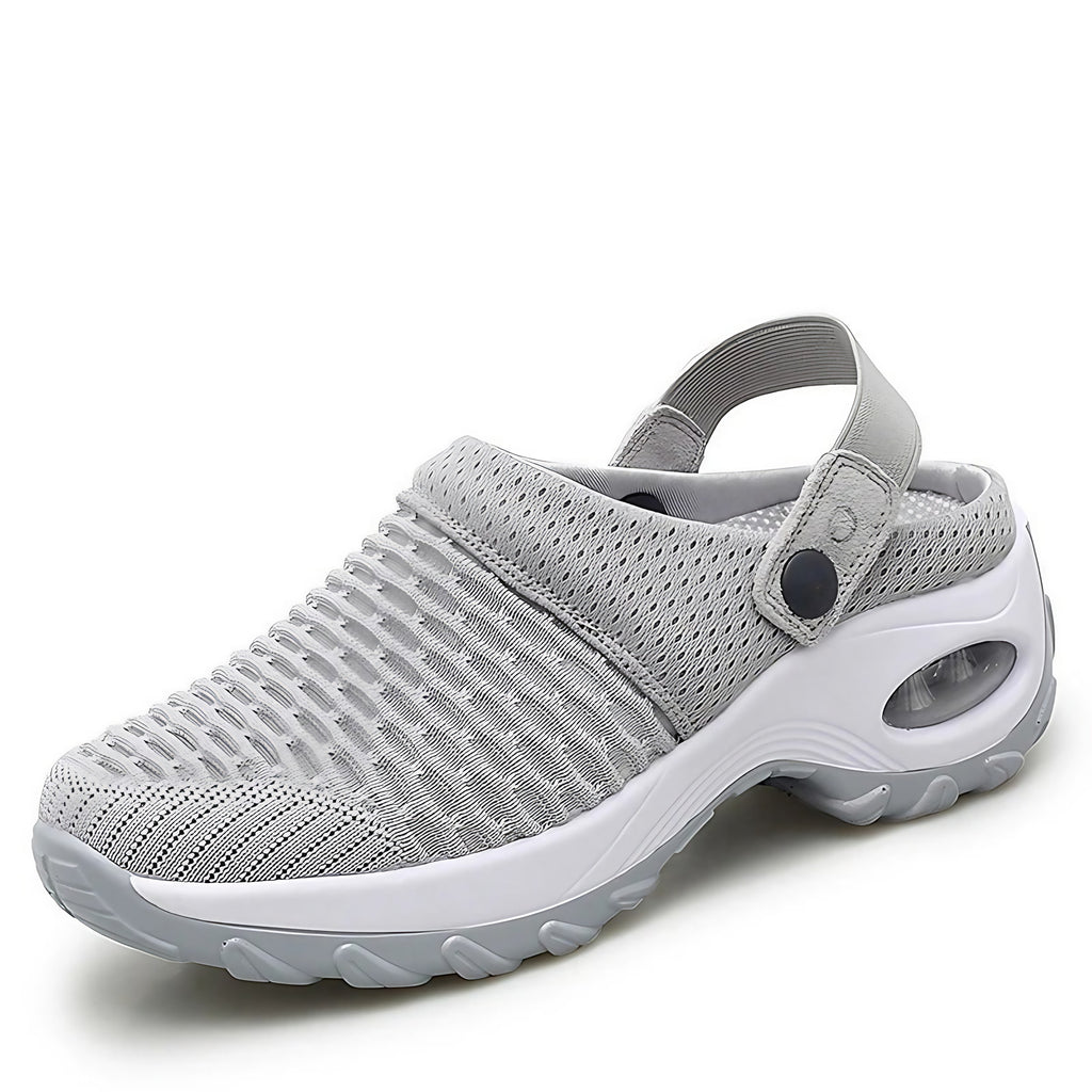 Sandales confortables femme à bride réglable, semelle amortie, gris