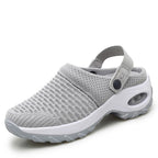 Sandales confortables femme à bride réglable, semelle amortie, gris