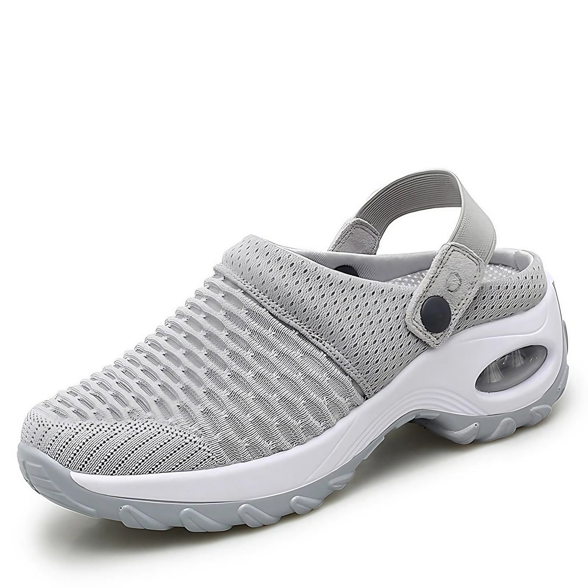 Sandales confortables femme à bride réglable, semelle amortie, gris