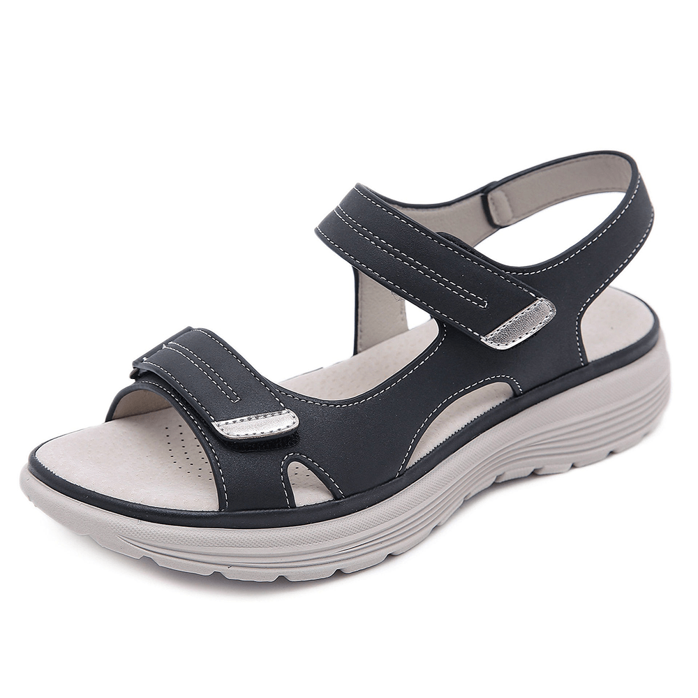 Sandales orthopédiques femme à brides larges réglables, noir