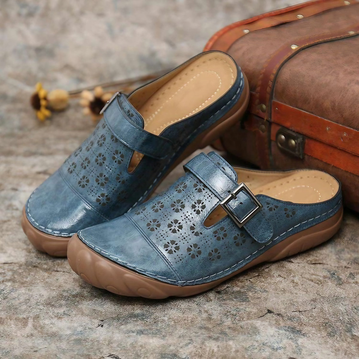 Sandales orthopédiques femme à lanières réglables, quatre coloris, bleu