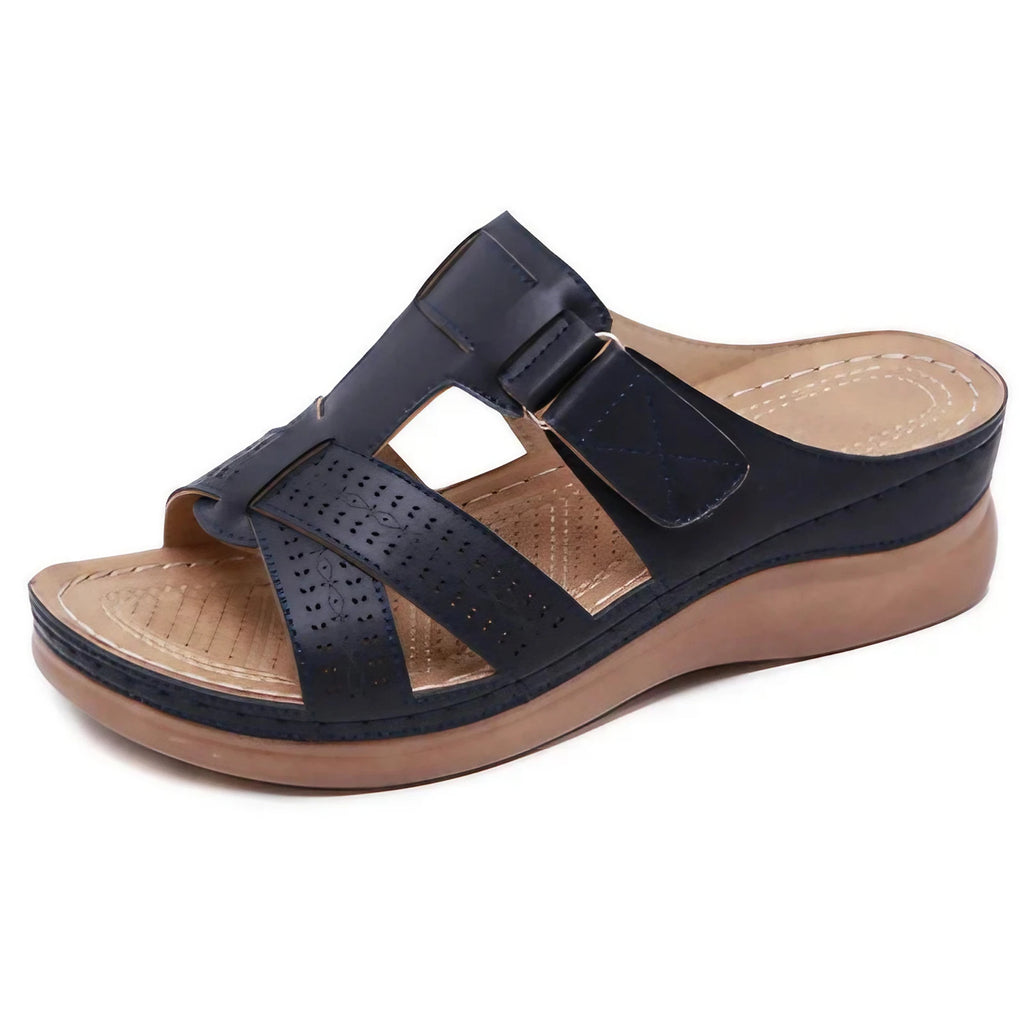 Sandales orthopédiques femme à triple soutien de voûte plantaire, noir