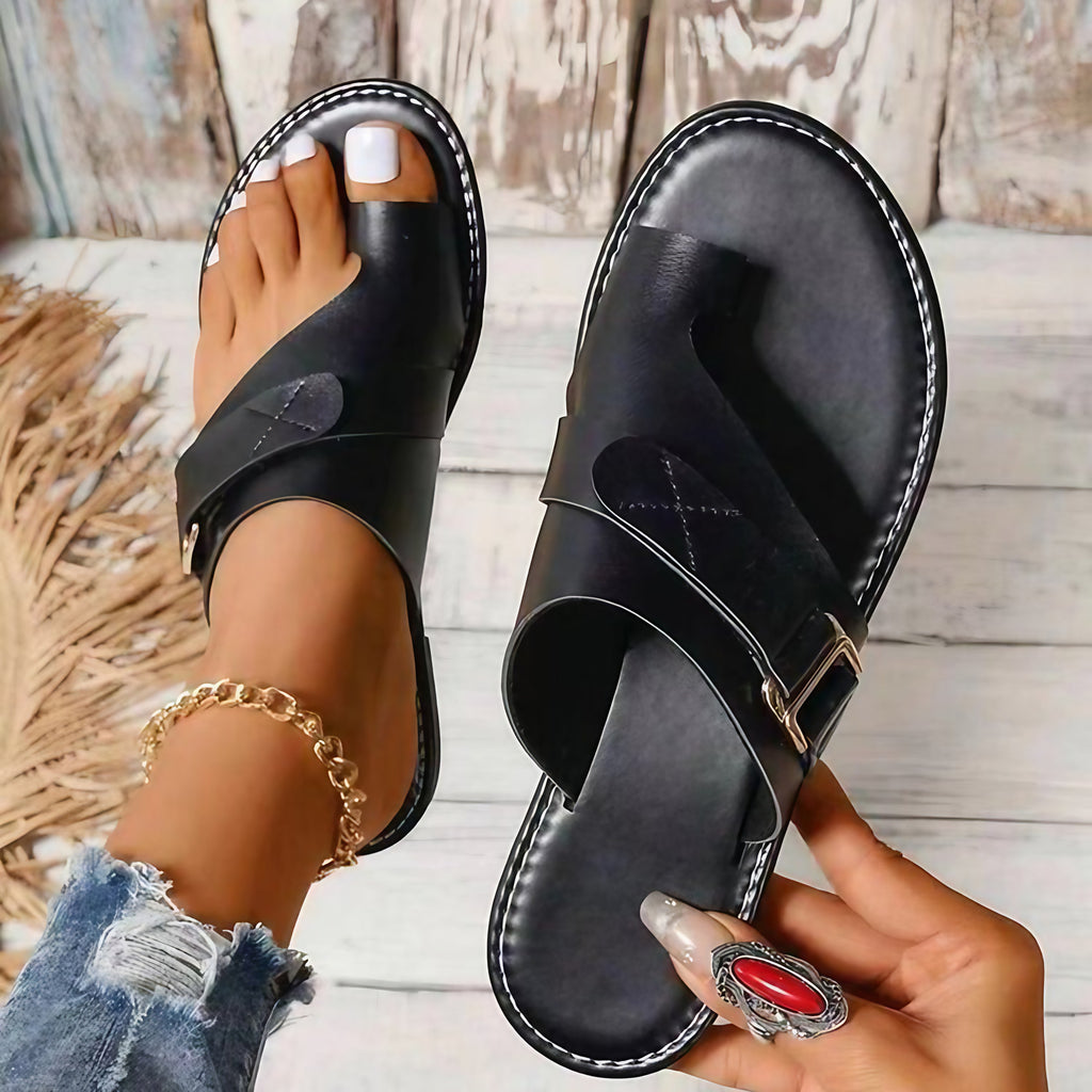 Sandales orthopédiques femme à lanières réglables, noir