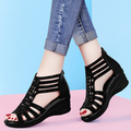 Sandales orthopédiques femme à enfiler, noir ou beige, du 35 au 47, noir