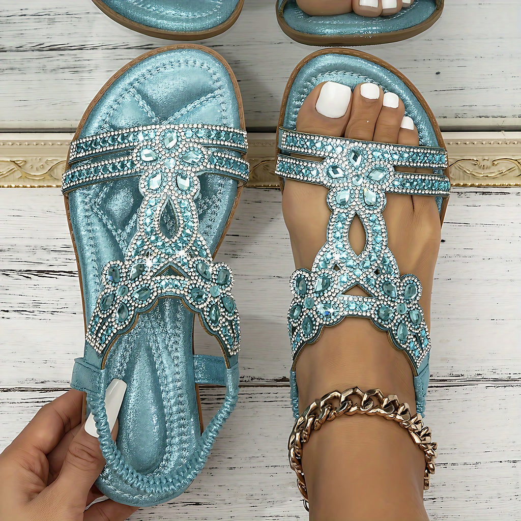 Sandales orthopédiques femme style bohème, à brides, six coloris, bleu