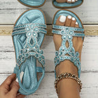 Sandales orthopédiques femme style bohème, à brides, six coloris, bleu