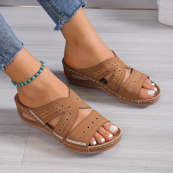 Sandales orthopédiques femme à semelle gel, talon compensé
