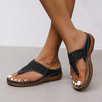 Sandales orthopédiques femme noires à brides réglables, noir
