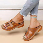 Sandales orthopédiques femme à semelle en gel, quatre coloris, marron