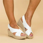 Sandales orthopédiques femme, semelle épaisse et base large, blanc