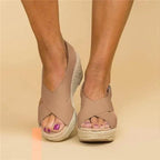 Sandales orthopédiques femme, semelle épaisse et base large, beige