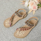 Sandales orthopédiques femme à brides réglables et perles, beige
