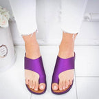 Sandales orthopédiques femme chaussant large, brides réglables, mauve