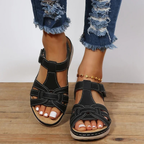 Sandales orthopédiques femme, semelle ergonomique amortie, noir