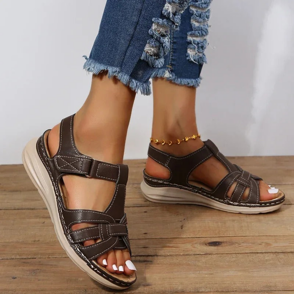 Sandales orthopédiques femme, semelle ergonomique amortie