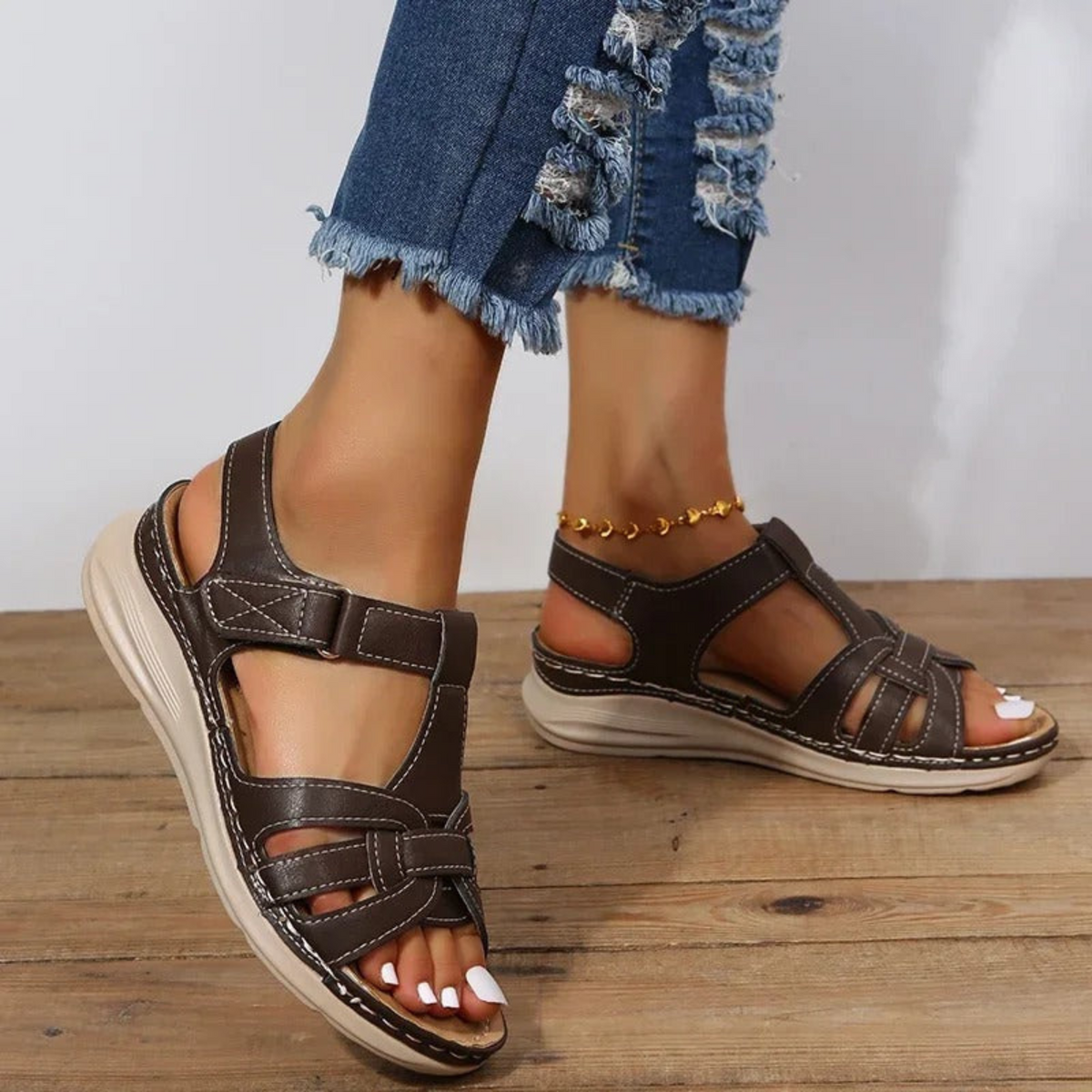 Sandales orthopédiques femme, semelle ergonomique amortie