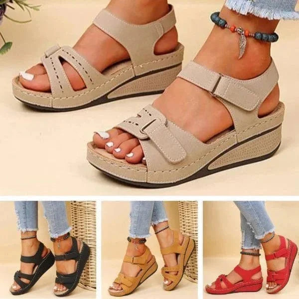 Sandales orthopédiques femme à scratch, semelle amortissante