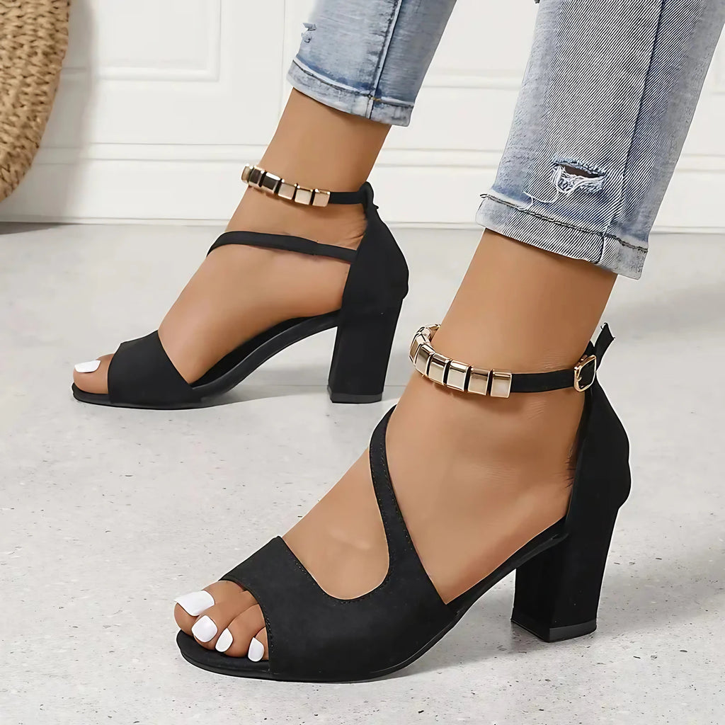 Sandales orthopédiques femme à brides réglables et petit talon, noir