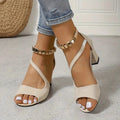 Sandales orthopédiques femme à brides réglables et petit talon, beige