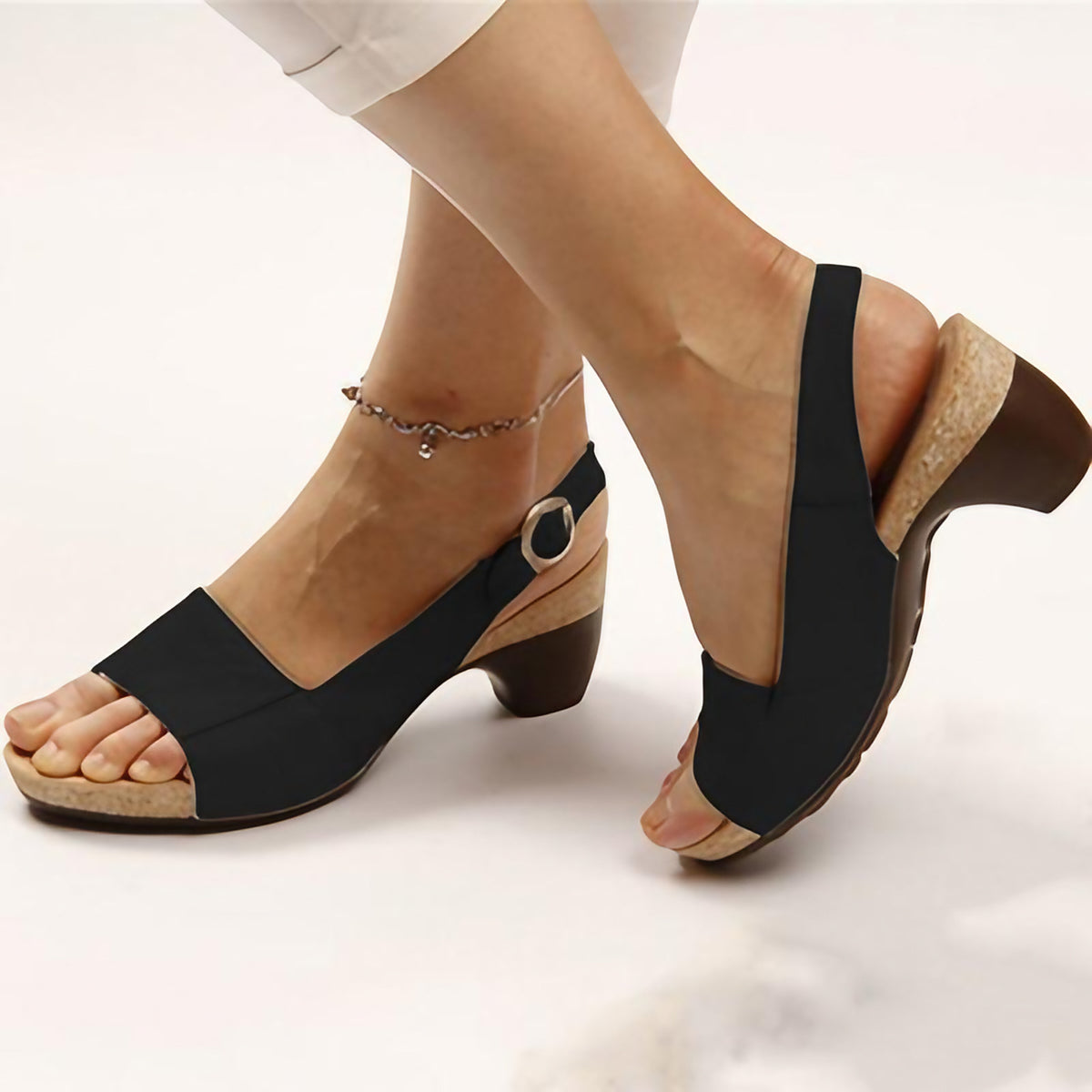 Sandales orthopédiques femme à brides réglables, cinq coloris, noir